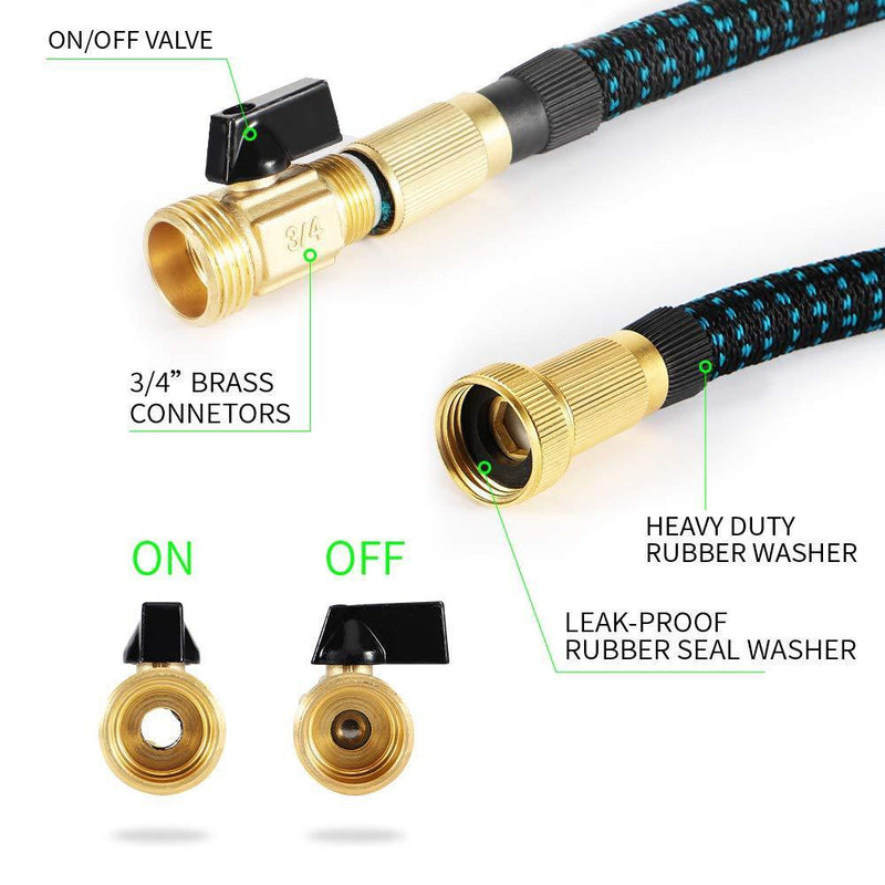 BOSNELL 75FT Garden Hose Expandable Hose, Durable Flexible Water Hose 8 Function Spray Hose Nozzle, 3/4" Solid Brass Connectors, Extra Strength Fabric, Lightweight Expanding Hose