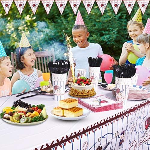 Duocute Soccer Party Supplies 177PCS Sports Theme Children Birthday Disposable Dinnerware Set Includes Plates, 12oz Cups, Napkins, Spoons, Forks, Knives, Tablecloth and Banner, Serves 25