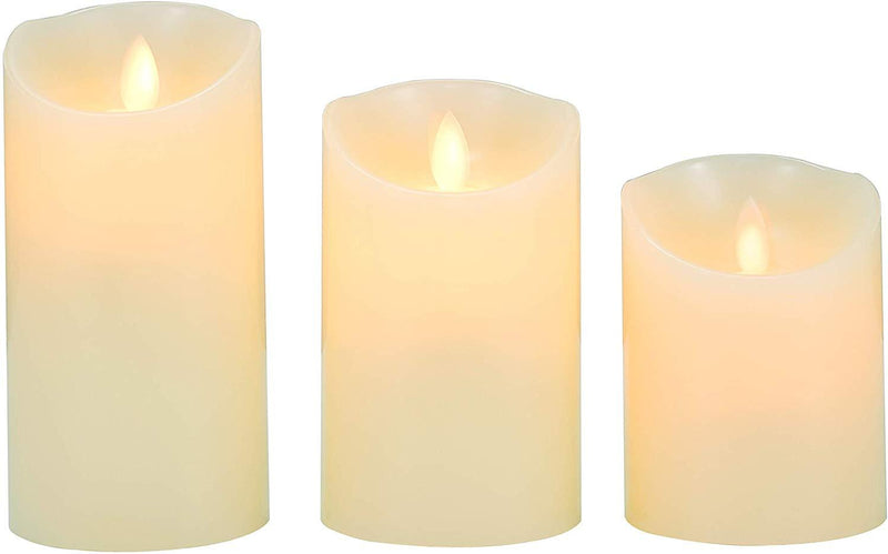 3-Pack LED Flameless Candles: LOFTEK Dripless Real Wax Mood Light with Realistic Dancing Flame, 10-Key Remote with Timer, Cordless Pillars Tea Light, 360 Hours Battery Life, 4" 5" 6" Set of 3