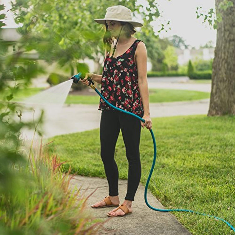 Expandable, Flexible and Retractable Garden Hose: 50 Foot Lightweight No Kink Hose with Solid Brass Fittings and 8-Pattern High Pressure Spray Nozzle