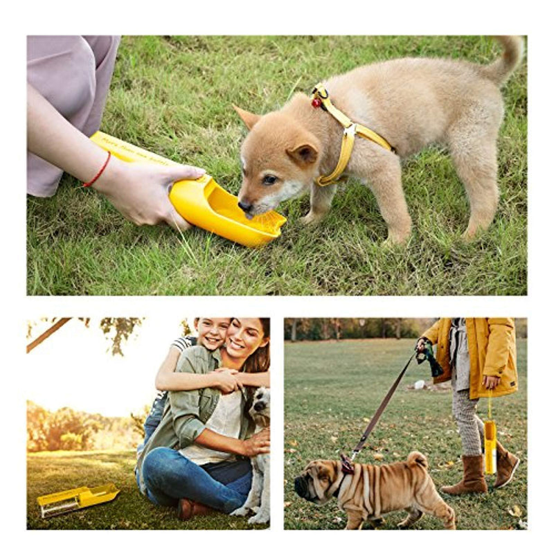 iVAPO Dog Water Bottle Walking Pet Outdoor Drinking Cup Multifunctional Storage Box Leak Proof 400ml Capacity Portable Travel Pet Water Bottle Dogs Cats Walking Running Hiking Yellow