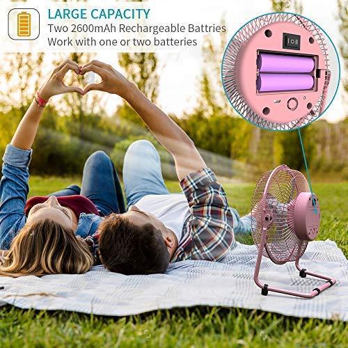 OPOLAR Battery Operated Rechargeable Desk Fan for Home Camping Hurricane, 9 Inch Battery Powered USB Fan with Metal Frame, Quiet Portable Fan with 5200 mAh Capacity & Strong Airflow