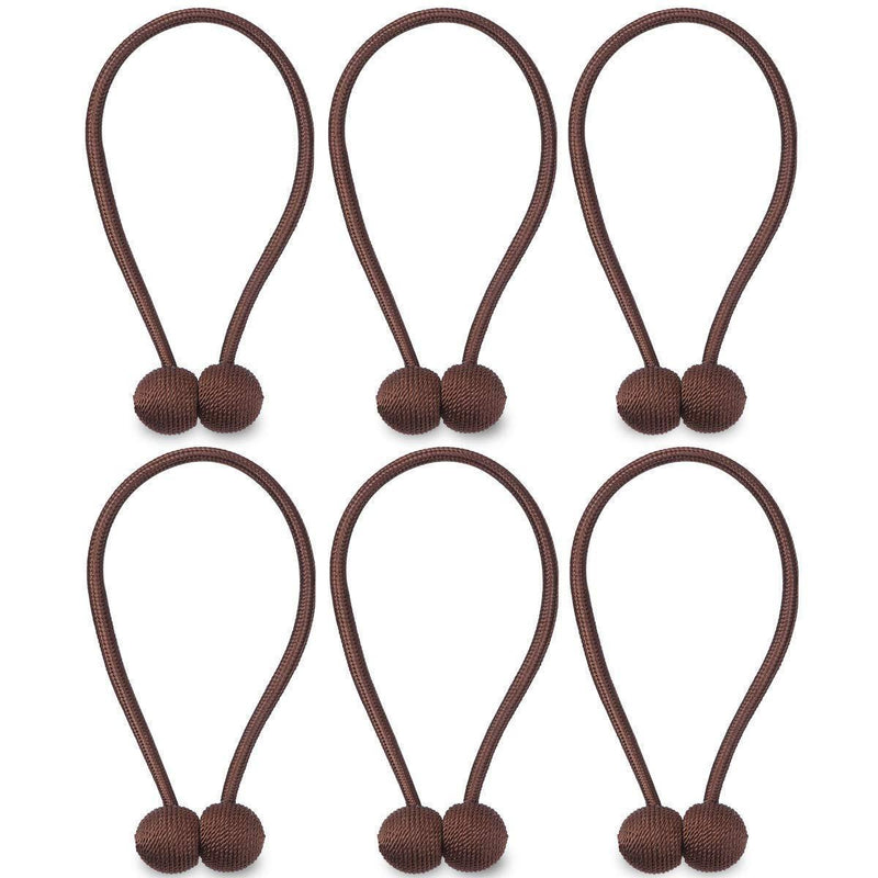 NZQXJXZ Curtain Tiebacks Magnetic, Drape Holders Holdbacks Decorative Weave Rope Clips Window Sheer Blackout Panels Home Office, Chocolate (Pack of 6)