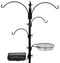 Sorbus Bird Feeding Bath Station, Metal Deck Pole for Bird Feeders, Great for Attracting Birds Outdoors, Backyard, Garden (Bird Bath Feeder Station - Black)