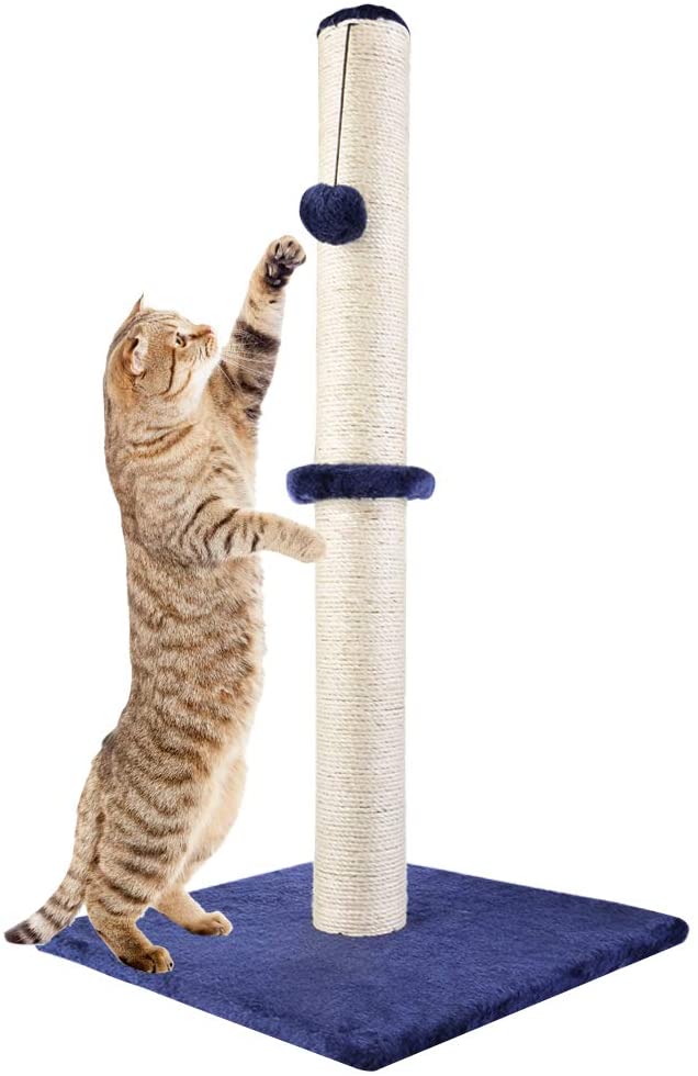 Allan Wendling (Patent) 29" Tall Cat Scratching Post, Claw Scratcher with Sisal Rope and Covered with Soft Smooth Plush, Vertical Scratch [Full Strectch], Modern Design 29 Inches Height