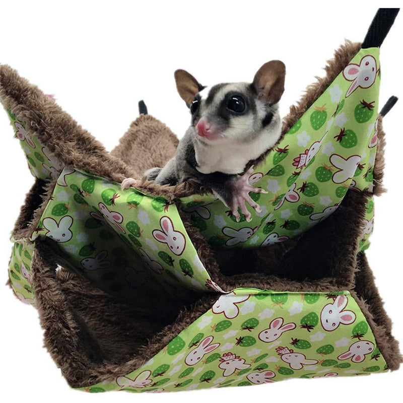 WOWOWMEOW Small Animal Cage Hanging Bunkbed Hammock Warm Fleece Bed for Sugar Glider Ferret Squirrel