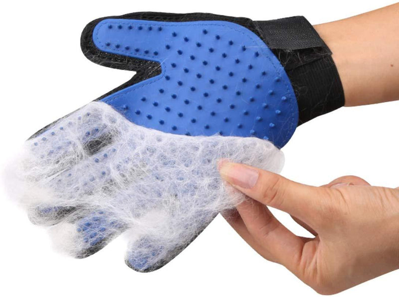 PETINCCN Pet Grooming Glove Gentle Deshedding Brush Bathing Massage Gloves Efficient Pets Hair Remover Mitt Perfect for Dogs & Cats & Horses with Long & Short Fur Enhanced Five Finger Design 1 Pair