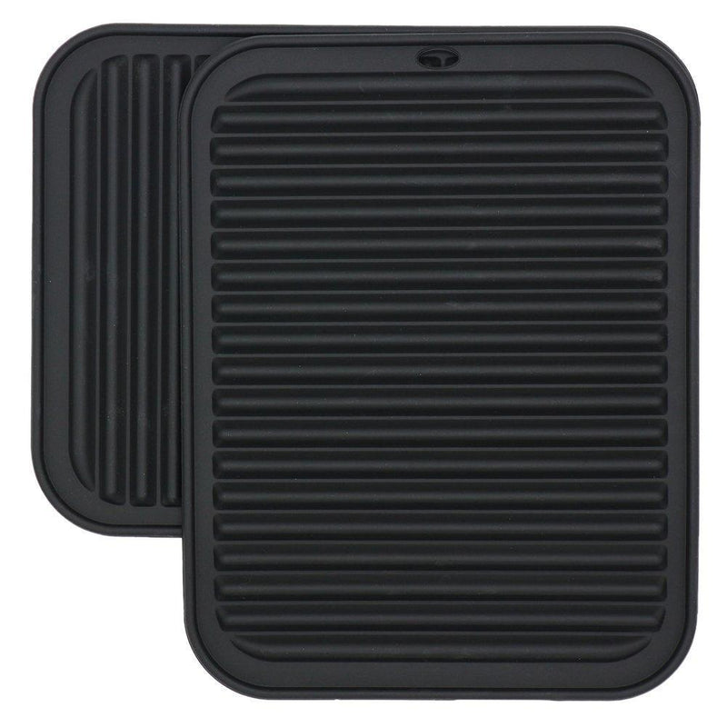 9“×12”Rectangular large silicone trivet Non slip trivet Jar opener Flexible Durable Large coaster Dishwasher Safe heat resistant mat (2 Pack black)