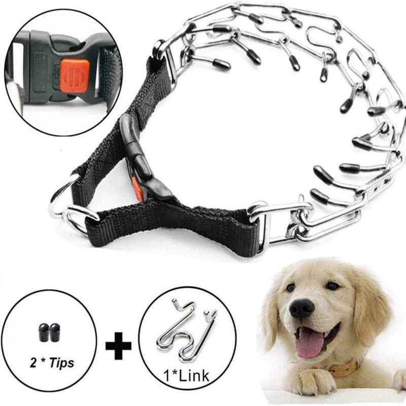 Supet Dog Prong Collar, Dog Choke Pinch Training Collar with Quick Release Snap Buckle for Small Medium Large Dogs(Packed with One Extra Links)