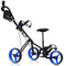 Tangkula Golf PushCart Swivel Foldable 3 Wheel Push Pull Cart Golf Trolley with Seat Scoreboard Bag Golf Push Cart