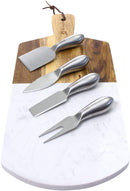 Home Perspective Slate Cheese Board Set, 10 Piece Set Includes 4 Stainless Steel Cheese Tools, Premium Acacia Serving Tray with Slate Board, and Porcelain Olive Dish