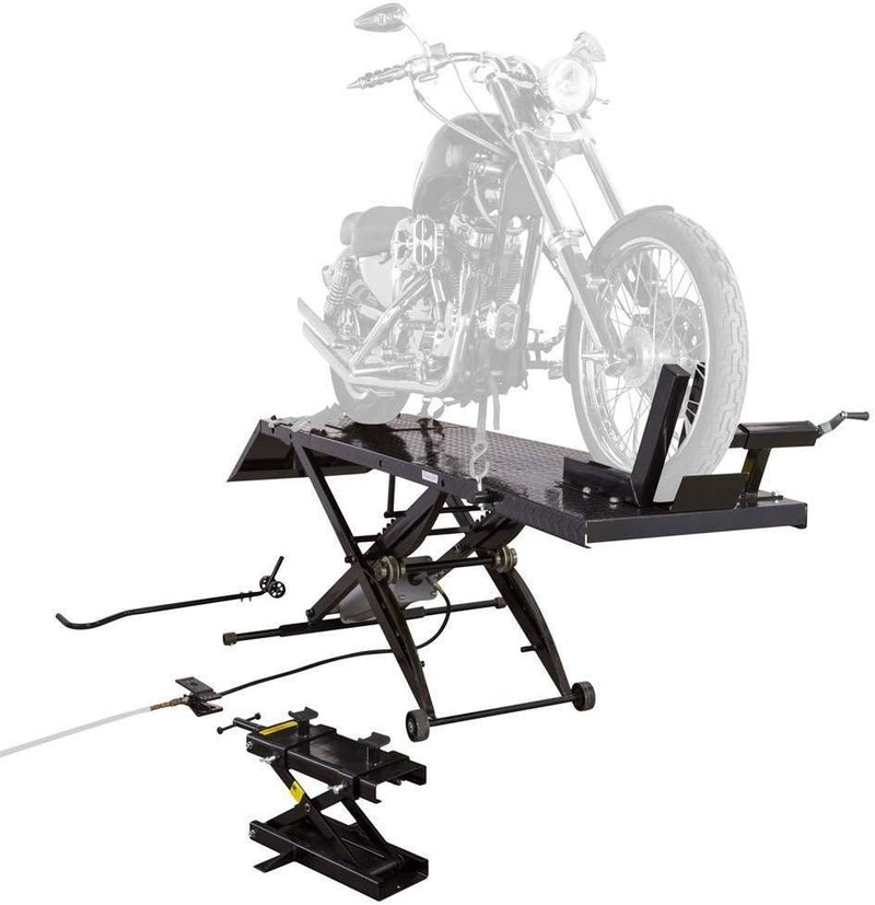 Rage Powersports BW-1000A Black Widow Extra-Long Motorcycle Lift Table with Center Jack