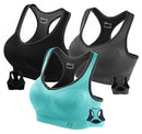 FITTIN Racerback Sports Bras - Padded Seamless Med Impact Support for Yoga Gym Workout Fitness