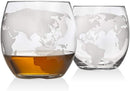 Godinger Whiskey Decanter Globe Set with 2 Etched Globe Whisky Glasses - for Liquor, Scotch, Bourbon, Vodka - 850ml