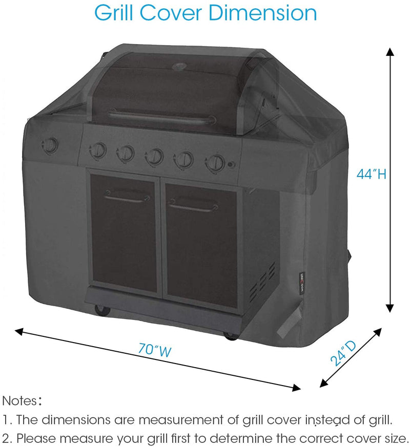 Unicook Heavy Duty Waterproof Barbecue Gas Grill Cover, 70-inch BBQ Cover, Special Fade and UV Resistant Material, Durable and Convenient, Fits Grills of Weber Char-Broil Nexgrill Brinkmann and More