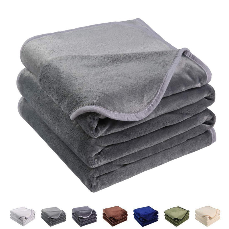 EMONIA Luxury Fleece Blanket - Queen Size Blankets Super Soft Warm Fuzzy Lightweight Bed & Couch Blanket (Grey, 90 x 90 inch)