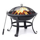 KingSo Outdoor Fire Pit 22'' Patio Fire Steel BBQ Grill Fire Pit Bowl with Mesh Spark Screen Cover, Log Grate, Poker for Camping Picnic Bonfire Patio Backyard Garden Beaches Park