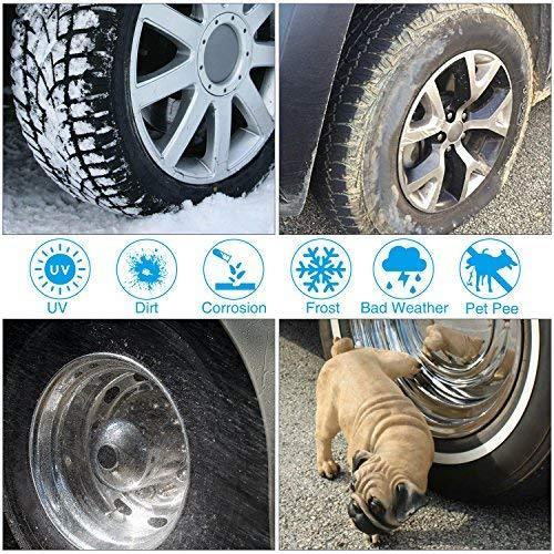 RVMasking Tire Covers for RV Wheel Set of 4 Heavy Duty 600D Oxford Motorhome Wheel Covers, Waterproof PVC Coating Tire Protectors for Trailer Truck Camper Auto, Fits 29' - 31.75" Tire Diameters