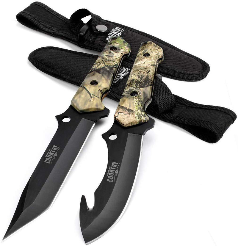 Mossy Oak Hunting Field Dressing Kit - Fixed Blade Full Tang Handle Portable Butcher Game Processor Set