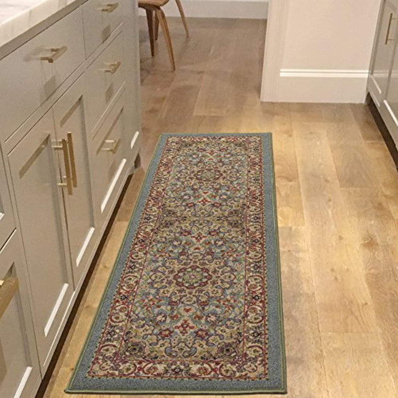 Sweet Home Stores Medallion Design Non-Slip Rubber Backing Runner Rug, 2'2" X 6'0", Seafoam