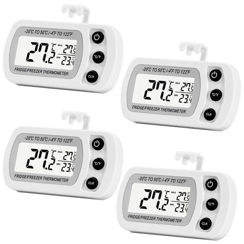 4 Pack Digital Refrigerator Freezer Thermometer,Max/Min Record Function with Large LCD Display by LinkDm