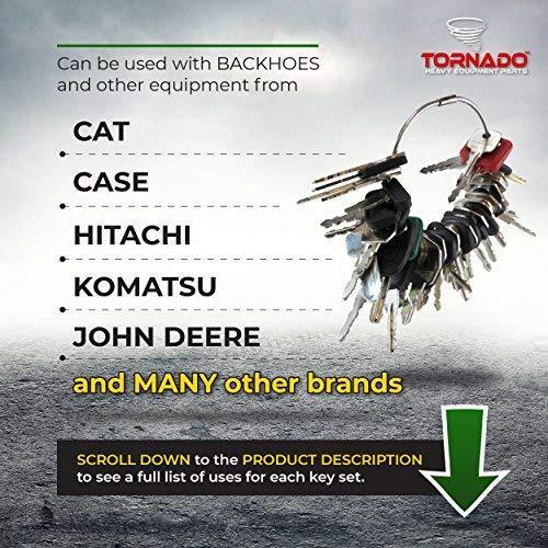 Construction Ignition Key Sets Tornado - Comes in Sets of 39, 42, 45, 52, 56, 60, for backhoes, Tools, case, cat, etc. See Product Description for More info. (60 Key Set)
