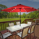 Sorbus LED Outdoor Umbrella, 10 ft Patio Umbrella LED Solar Power, with Tilt Adjustment and Crank Lift System, Perfect for Backyard, Patio, Deck, Poolside, and More (Solar LED - Red)