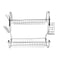 2-Tier Kitchen Dish Plate Storage Organizer and Drying Rack with Removable White Utensil Holder, Chrome-Plated