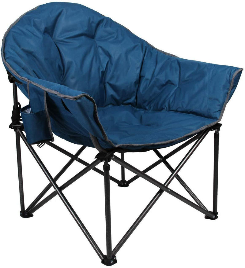 Camping World Reclining Folding Oversized Moon Saucer Chair with Cup Holder for Camping, Hiking - Saucer Support 500 LBS