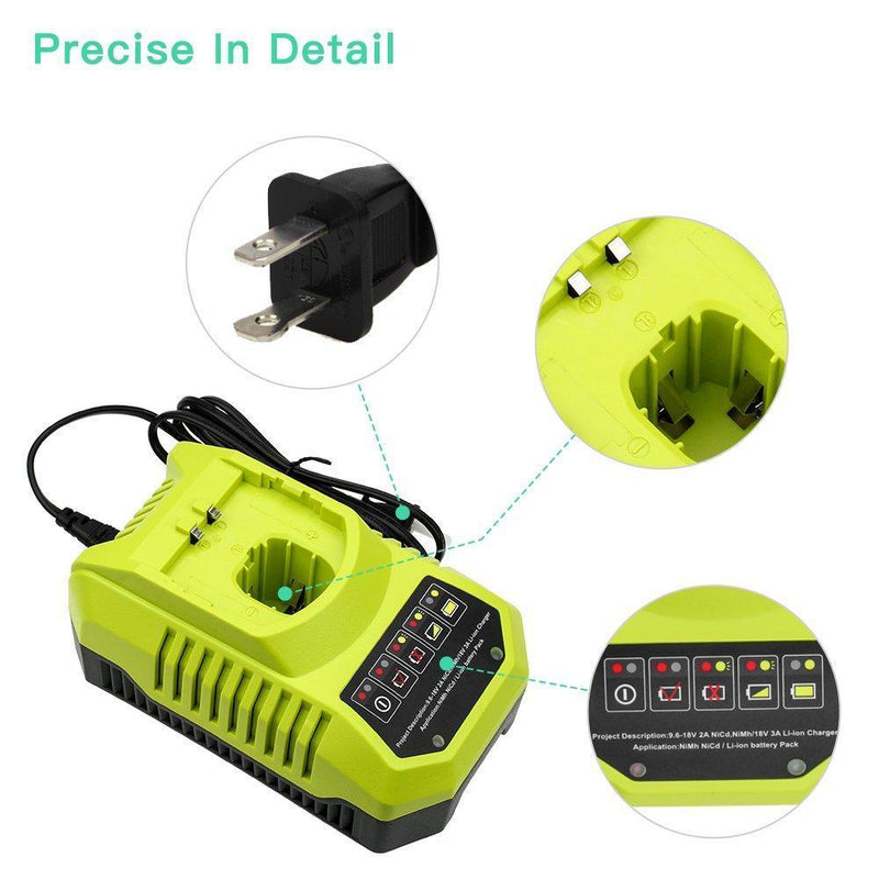 P117 Charger Dual Chemistry for Ryobi 18V 14.4V 12V 9.6V Battery Lithium Ni-Cd Ni-Mh P100 P102 P103 P104 P105 P107 P108