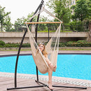 Lazy Daze Hammocks Hanging Caribbean Hammock Chair, Soft-Spun Cotton Rope, 40 Inch Hardwood Spreader Bar Wide Seat, Max Weight 300 Pounds, Natural