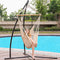 Lazy Daze Hammocks Hanging Caribbean Hammock Chair, Soft-Spun Cotton Rope, 40 Inch Hardwood Spreader Bar Wide Seat, Max Weight 300 Pounds, Natural