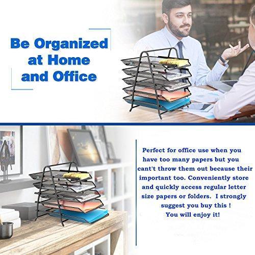 5-Tier Mesh Desk Letter Tray Organizer, Samstar File Holder Tray for Home Office, Slide Back and Forth, Black