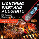 A ALPS Waterproof Digital Instant Read Meat Thermometer - Ultra Fast Thermometer with Backlight & Calibration for Kitchen, Outdoor Cooking, Grill BBQ, and Liquids(Black)