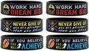 (6-Pack) Motivational Football Wristbands with Sports Quotes - Football Gifts Jewelry Accessories for Football Players Team Awards Party Favors - Unisex for Men Women Youth Teen Girls Boys