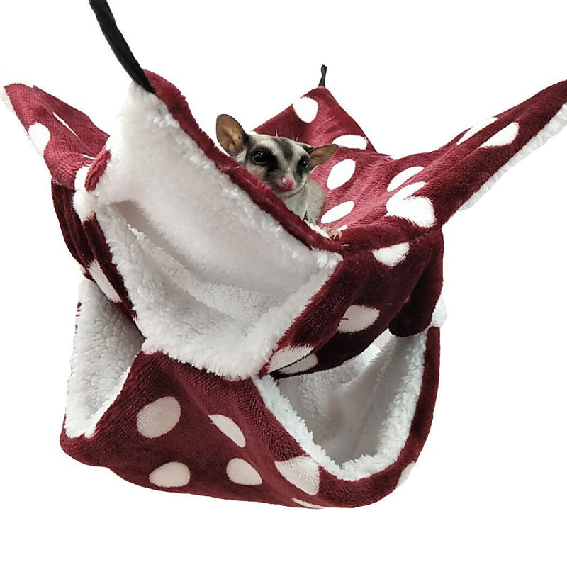 WOWOWMEOW Small Animal Cage Hanging Bunkbed Hammock Warm Fleece Bed for Sugar Glider Ferret Squirrel