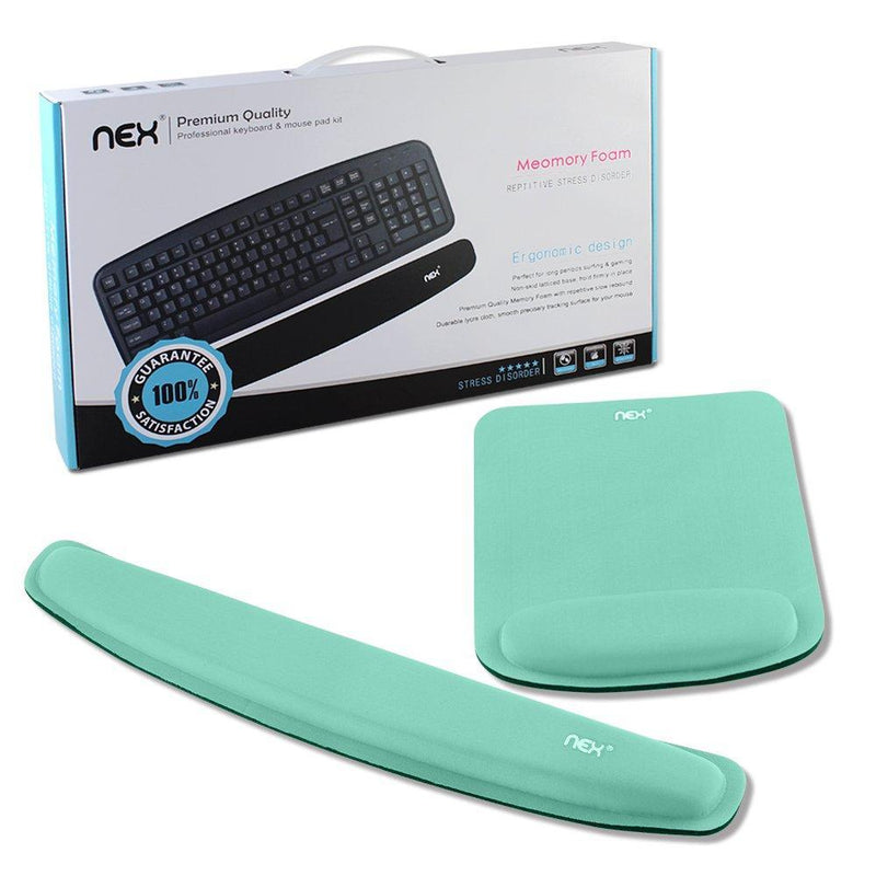 Nex Mouse Mat with Wrist Rest Pad Mouse Pad Keyboard Mouse Memory Foam Stress(mint green)