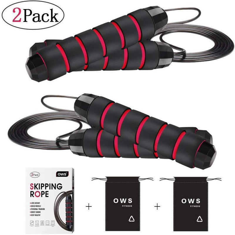 OWS 2 Pack Speed Jump Rope, Adjustable Skipping Rope Cable Tangle-Free with 2 Carrying Bags for Exercise, Boxing, Fitness Training, Suitable for Adults & Children