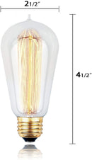 6pcs Edison Bulbs, KinHom 60 Watt Dimmable Vintage Incandescent Light Bulb - E26 Base - Clear Glass - Tear Drop Top - Classic Squirrel Cage Filament Lamp - ST58