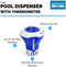 Aquatix Pro Large Pool Chemical Dispenser with Thermometer, Strong Floating Chlorine Dispenser for Indoor & Outdoor Swimming Pools, Up to 3" Bromine Tablet Holder, Use as a Spa Chemical Dispenser