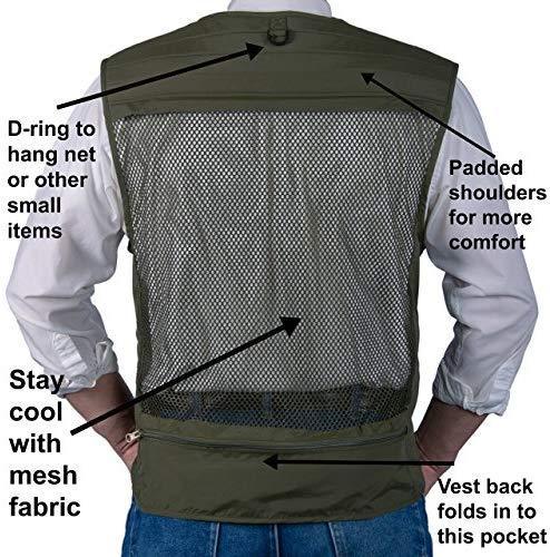 Autumn Ridge Traders Fly Fishing Photography Climbing Vest with 16 Pockets Made with Lightweight Mesh Fabric for Travelers, Sports, Hiking, Bird Watching, River Guide Adventures and Hunting.