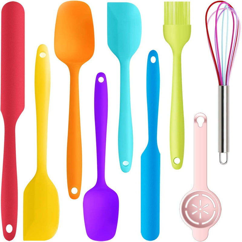 9 Piece Silicone Spatula Set - 446°F Heat Resistant Rubber Spatula .Kitchen Spatulas.Plastic Spatula. for Cooking, Baking, Mixing. Nonstick Cookware friendly.