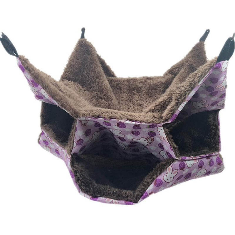 WOWOWMEOW Small Animal Cage Hanging Bunkbed Hammock Warm Fleece Bed for Sugar Glider Ferret Squirrel