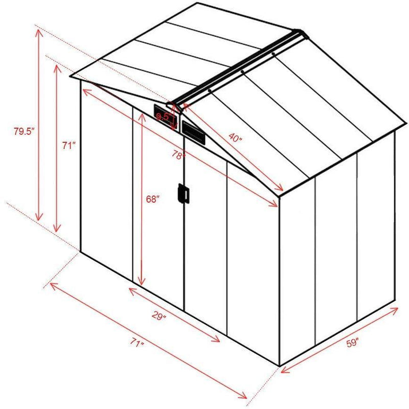 JAXSUNNY 5'x6' Outdoor Steel Garden Storage Utility Tool Shed Backyard Lawn Building Garage w/Sliding Door