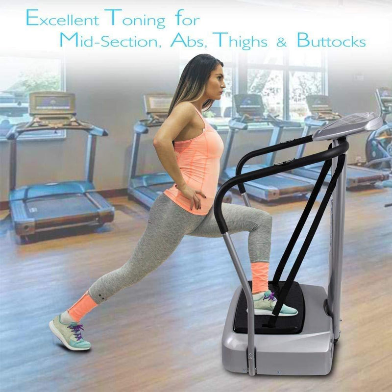 Hurtle Vibration Platform Upgraded Full Body Fitness Machine Exercise - Crazy Fit Massager w/Adjustable Speed Level 2 Resistance Bands 3 LED Screen and BMI Sensor Monitor - HURVBTR85