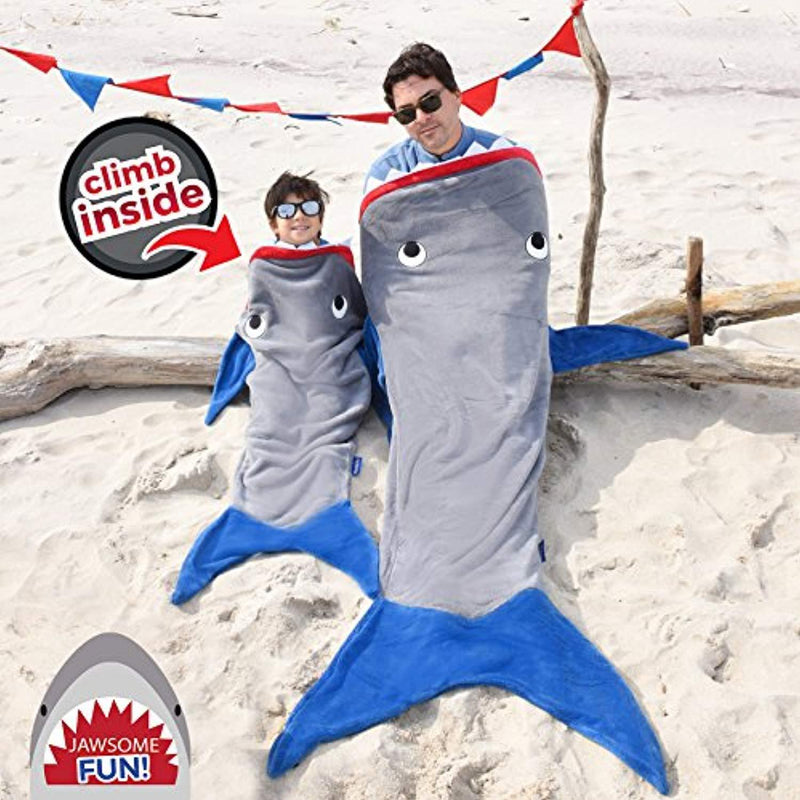 Blankie Tails Shark Blanket, Gray and Deep Blue