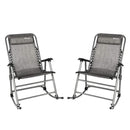 Bonnlo Set of 2 Zero Gravity Rocking Chair Patio Lawn Chair, Beach Reclining Folding Chairs, Outdoor Portable Recliner for Camping Fishing Beach (Grey-2pcs)