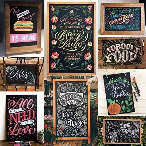 VersaChal Small Rustic Table Top Chalkboard Easel Sign with Standk - Farmhouse Wood Frame and Magnetic Chalk Board Compatible with Liquid Chalk Markers - 13 x 9 Inches