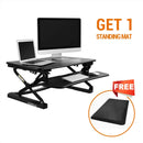 Desktop Workstation Combo, 35 Standing Desk Riser with Free Anti-Fatigue Comfort Kitchen Floor Mat-Black by Defy Desk