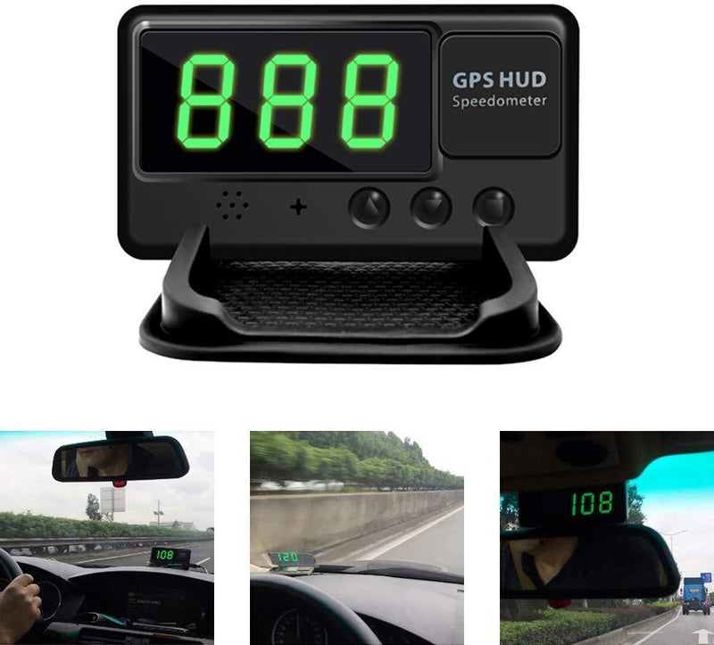 Digital Universal GPS HUD Speedometer Display GPS Head Up Dispaly Speedometer Car Truck Odometer with Over Speed Warning/Car Clock / 5.4in Large Screen KingNeed C90